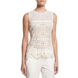 Veronica Beard Sunrise Beaded Crochet Top Size 4